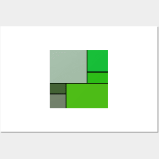 green mondrian inspired design Posters and Art